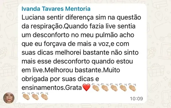 Depoimento de Ivanda Tavares sobre melhora na respiração